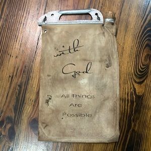 Vintage Water Canteen , Primitive Home Decor